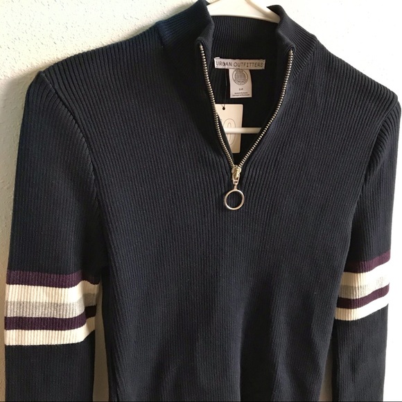 Urban Outfitters Ribbed Navy Quarter Zip Sweater* - Picture 2 of 4